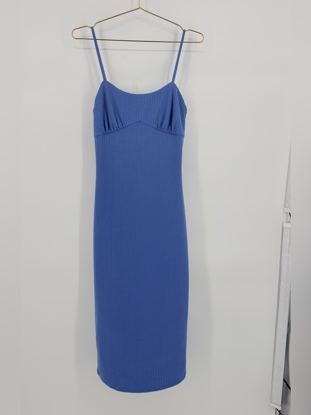 Camila Coelho Blue Textured Bustier Midi Dress Size M